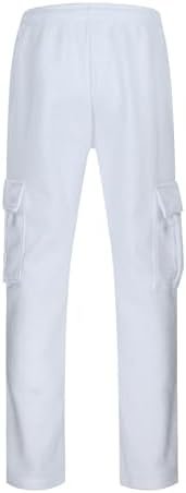 Men's Fitness Running Pants Lace Up Loose Waist Wide Foot Solid Color Pocket Loose Wool Sweatpants Little House